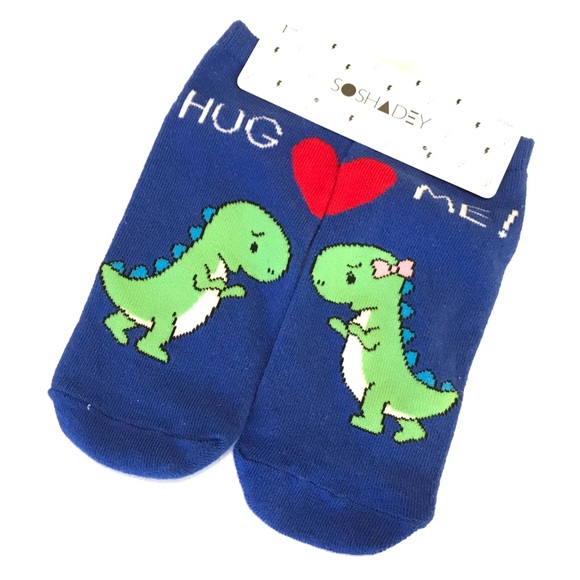 Forever 21 Socks Dinosaur Print Ankle NWT Blue - Picture 3 of 3